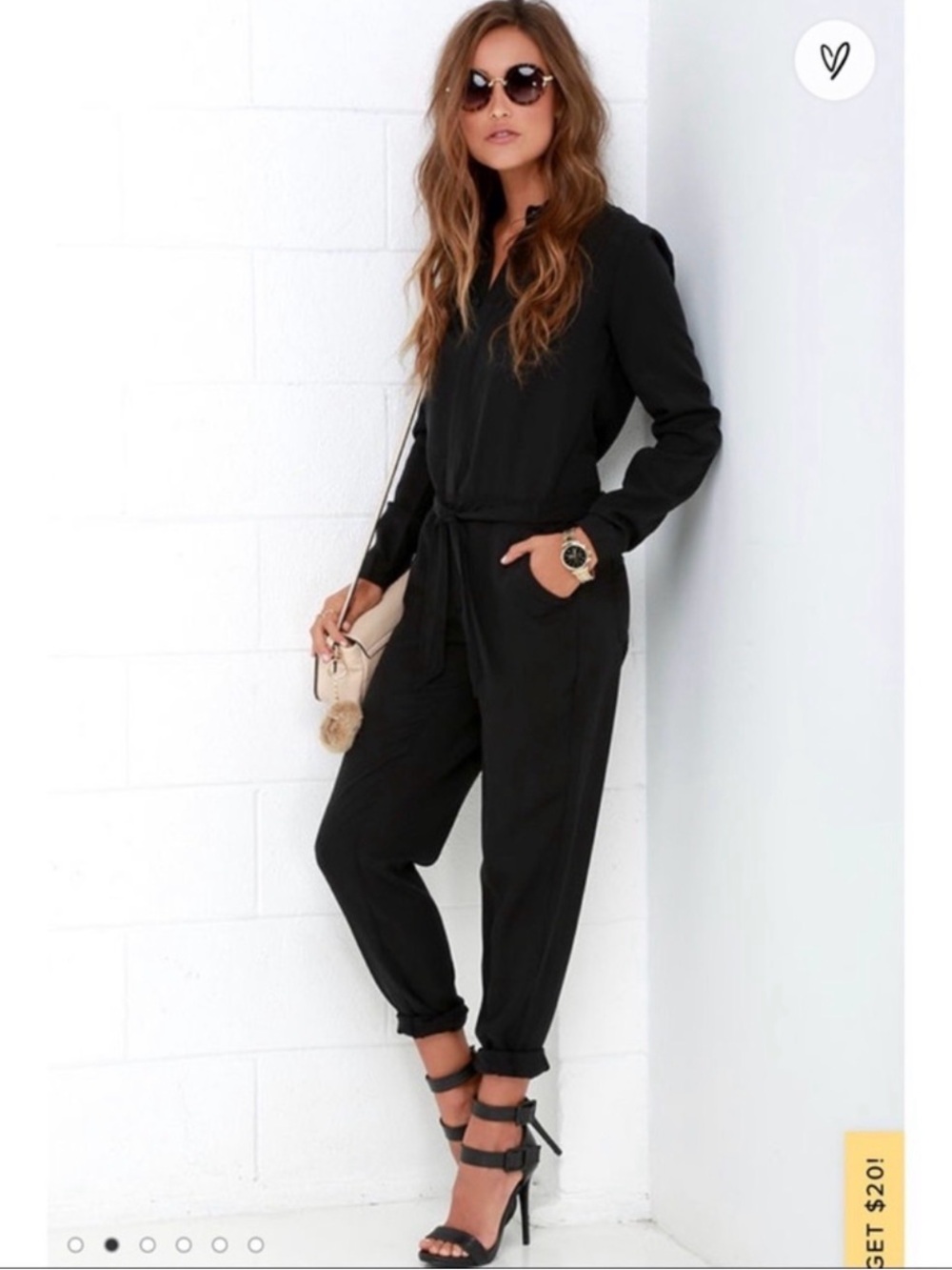 MinkPink Sinking Ships Black Long Sleeve Jumpsuit XS